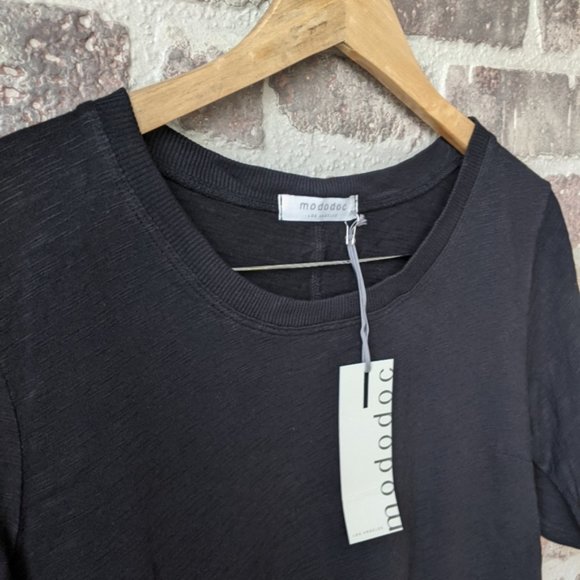 NWT / BLACK SLUB JERSEY T-SHIRT DRESS / HALF SLEEVE WITH POCKETS / SMALL - Picture 3 of 11